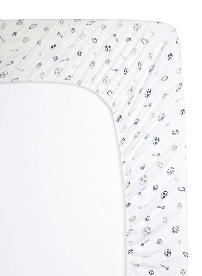 TL Care Printed 100% Cotton Knit Fitted Contoured Changing Table Pad Cover/Sheet - Compatible with Mika Micky Bassinet, Navy/Gray Sports, for Boys and Girls - Image 3